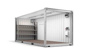 ELA Lagercontainer Lagercontainer ELA Container Innenansicht schräg offen