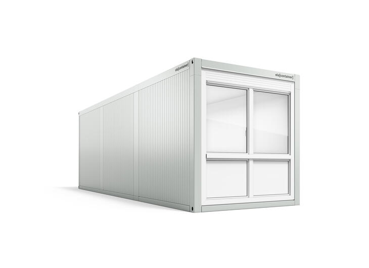 Leichtbaucontainer nach Maß der Engineering Frontansicht in 9 × 3 m