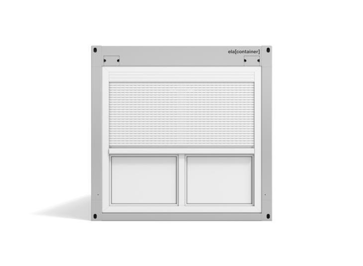 ELA Premiumcontainer ELA Container - Premiumcontainer Ansicht Stirnseite Fensterelement mit Rollläden