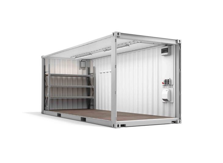 ELA Lagercontainer - Innenansicht schräg offen Lagercontainer Innenansicht schräg offen