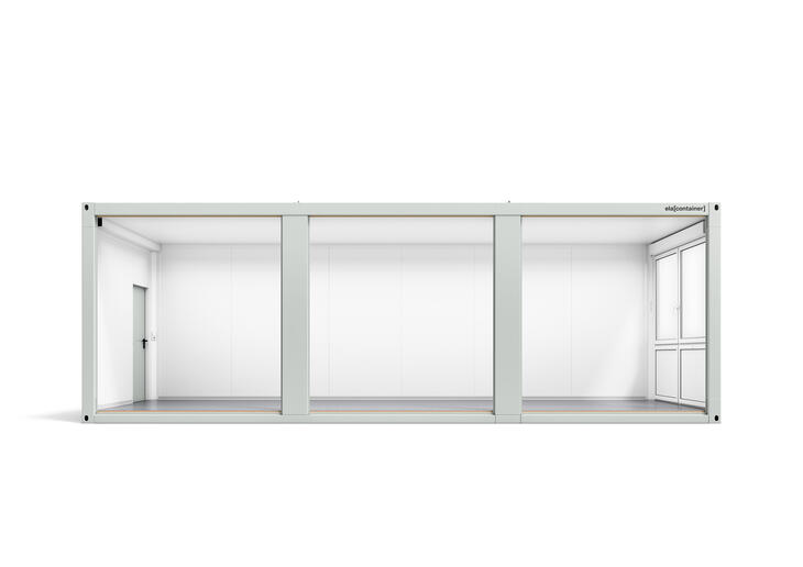 Leichtbaucontainer nach Maß der Engineering Seitenansicht in 9 × 3 m