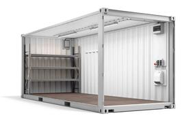 ELA Container - Lagercontainer Innenansicht schräg offen