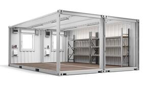 ELA Container - Werkstattanlage Innenansicht schräg