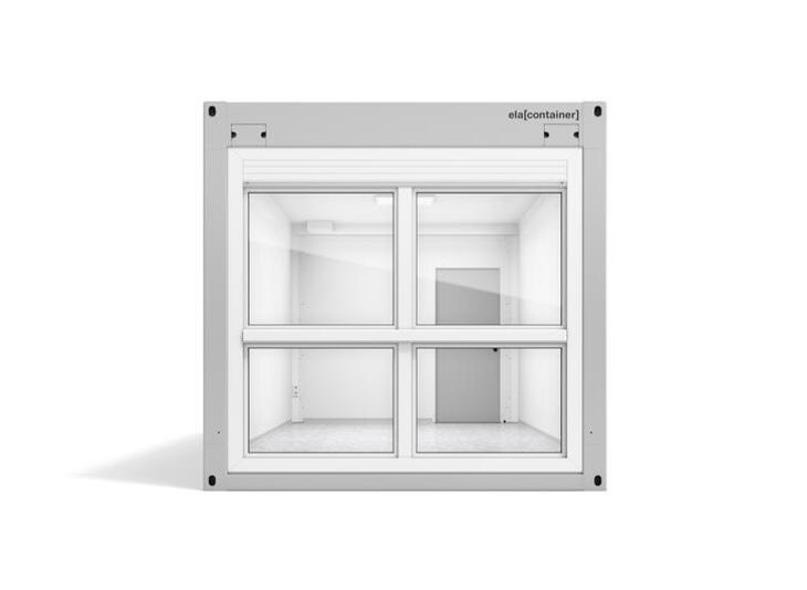 ELA Container - Premiumcontainer Ansicht Stirnseite Fensterelement bodentief