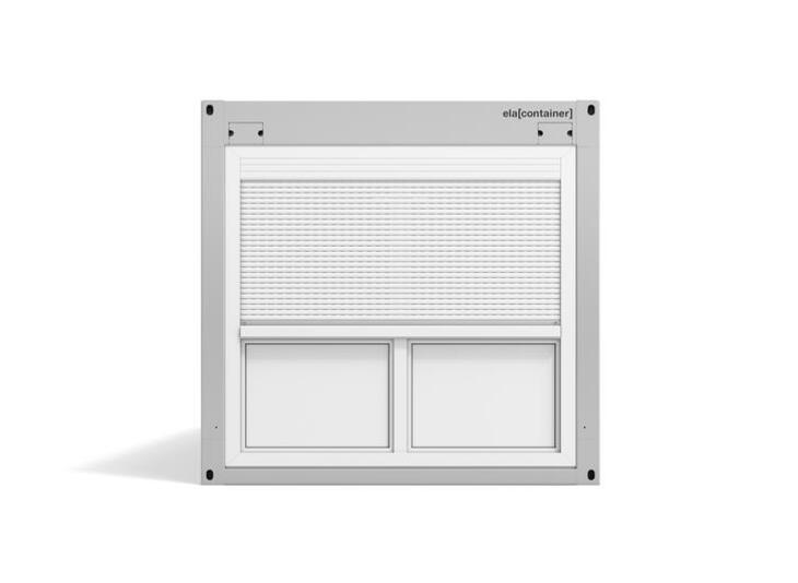 ELA Container - Premiumcontainer Ansicht Stirnseite Fensterelement mit Rollläden
