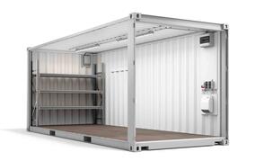 ELA Lagercontainer Lagercontainer ELA Container Innenansicht schräg offen