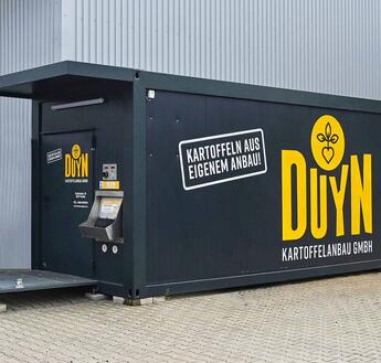 Udsiden af en salgscontainer til kartofler