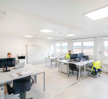 Indersiden af en kontormodul