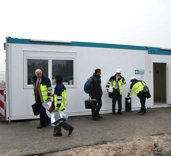 Portvagtsmodul ved et større byggeprojekt.