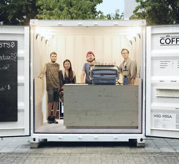 Mobilt café i en hvid container