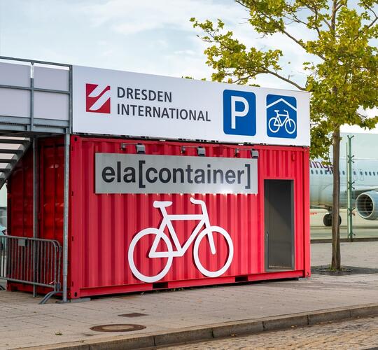 Bicycle container at Dresden Airport