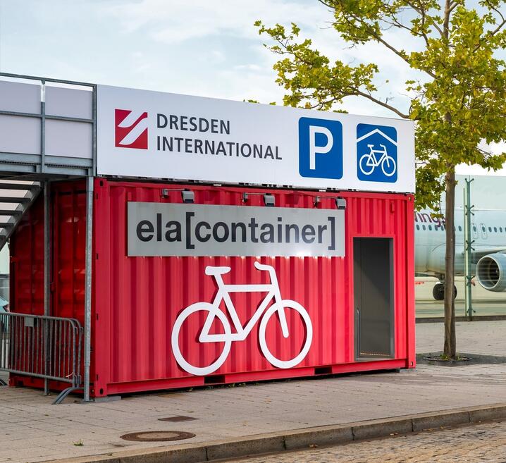 Bicycle container at Dresden Airport
