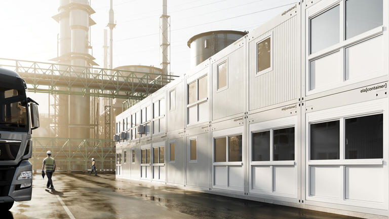 Modulanlæg ved en større industrivirksomhed.