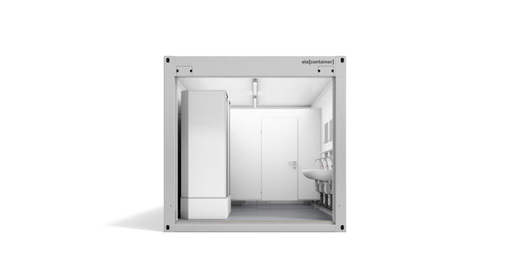 Conteneur de sanitaires Vue Avant avec porte