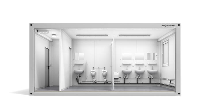 Conteneur de sanitaires Vue Avant avec porte