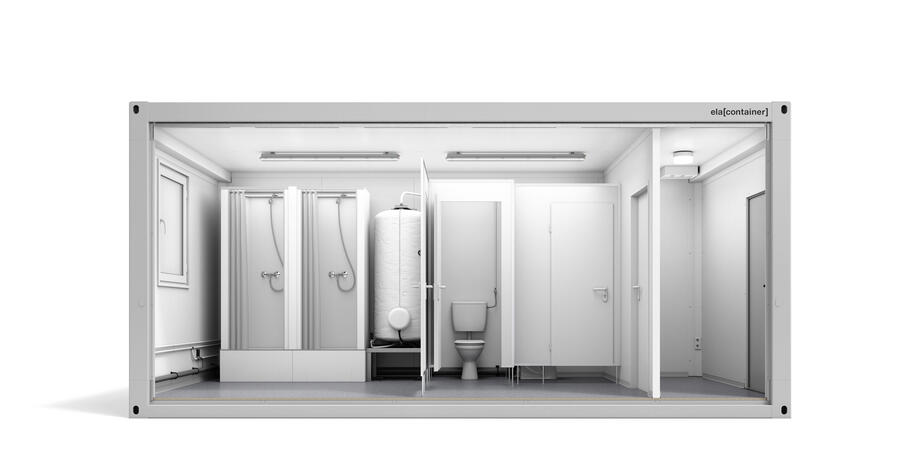 Conteneur de sanitaires Vue Avant avec porte