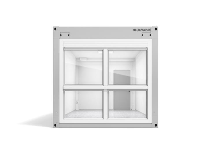 ELA Container - Premiumcontainer Ansicht Stirnseite Fensterelement bodentief