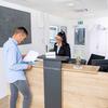 Receptionsdisken i modulbyggnaden