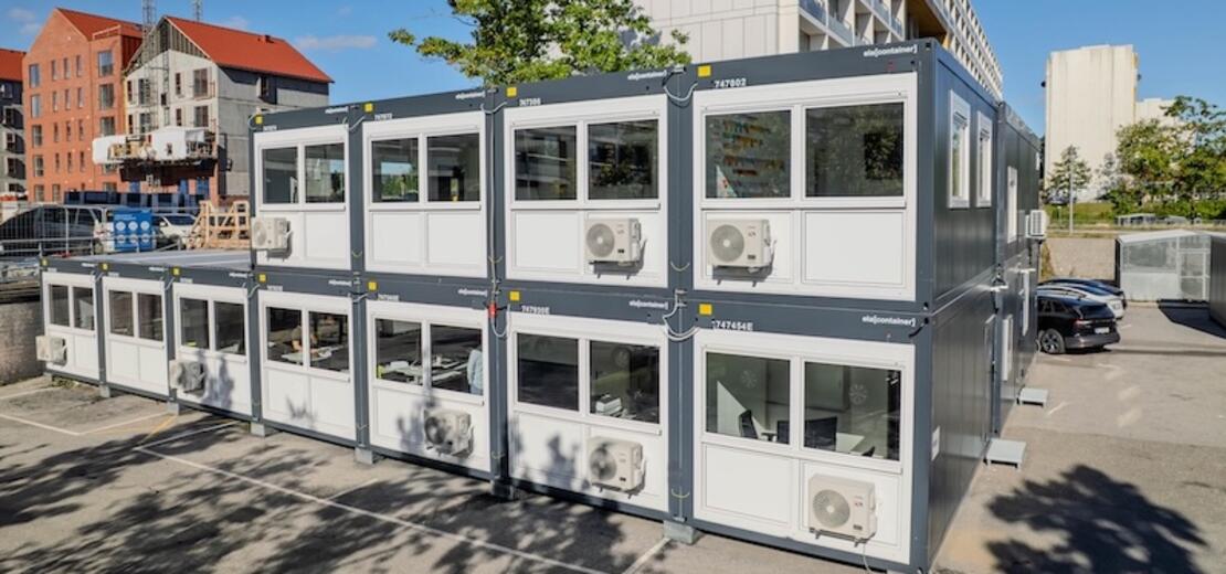 Små, medelstora och stora kontorsmoduler för byggprojekt och företag