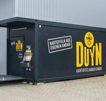 Utsidan av en försäljningscontainer för potatis