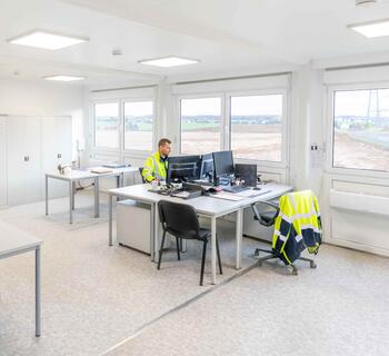 Insidan av en kontorsmodul