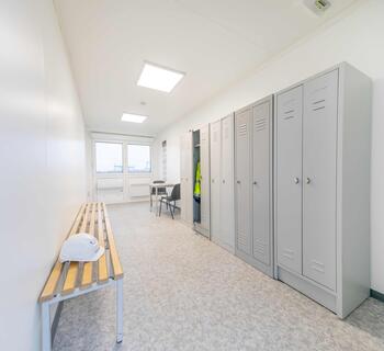 Insidan av ett omklädningsrum