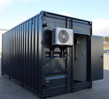 Svart förrådscontainer med AC