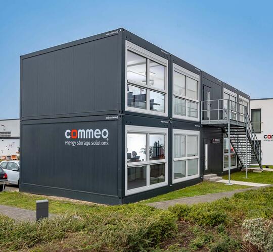 Utsidan av kontorsmodulerna hos Commeo