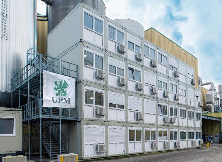 Kontorsmoduler i fyra våningar