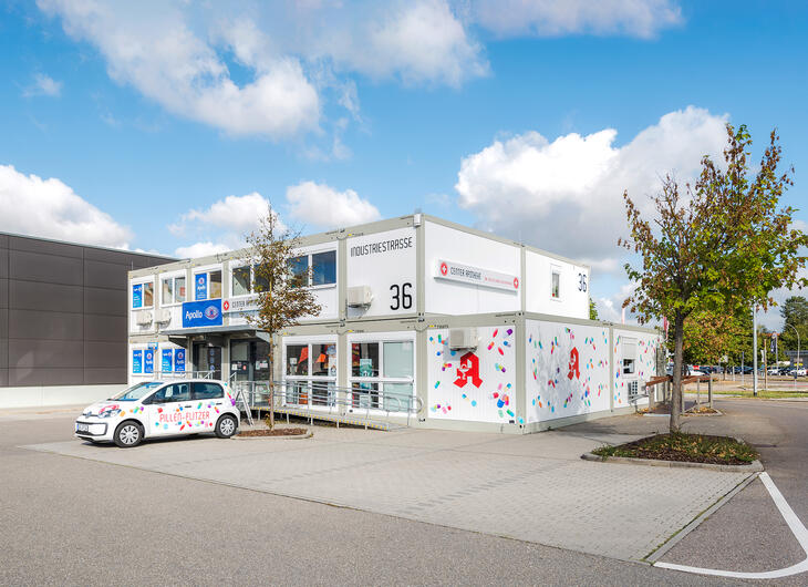 Brandade moduler i två våningar