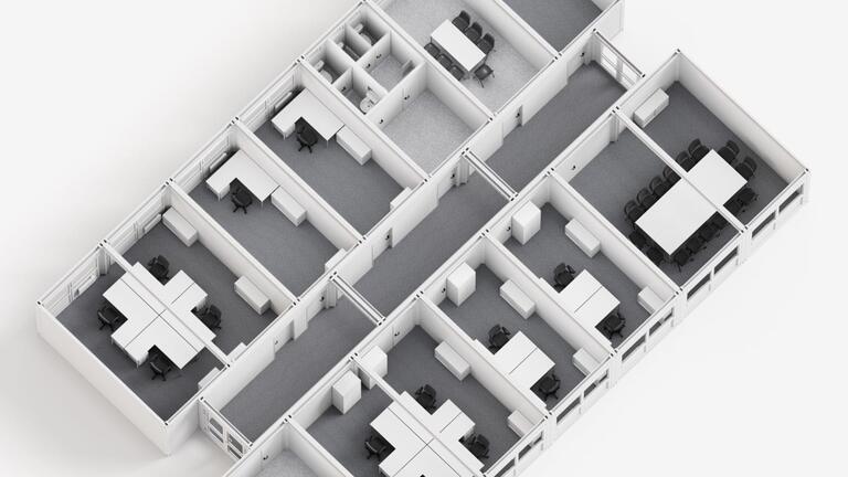 Skiss från ovan av en 360 graders vy