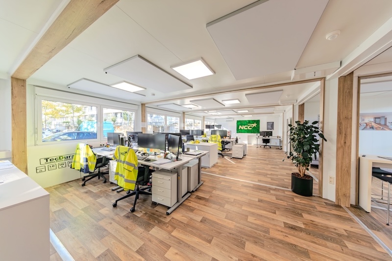 The wood-effect finish creates a pleasant yet professional working environment.