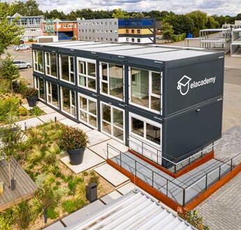 The elacademy training centre has been relocated and expanded with three additional modular units.
