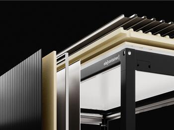 Layers of ELA Container walls and ceiling showing insulation