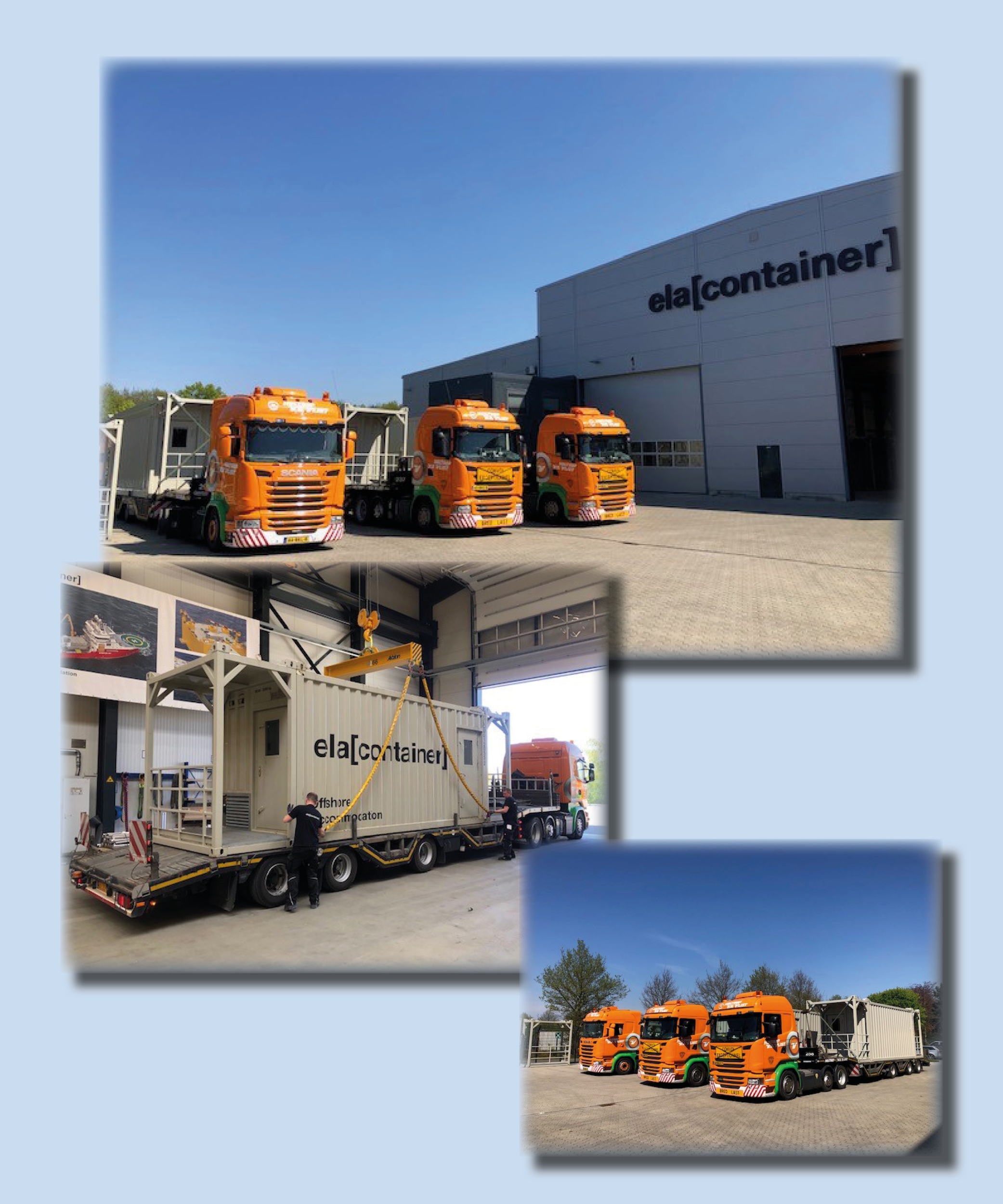 Delivery of nine 20 ft containers including stairways and gangways