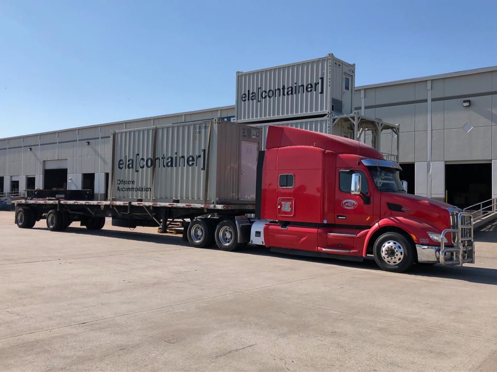 Containers on a truck in Houston