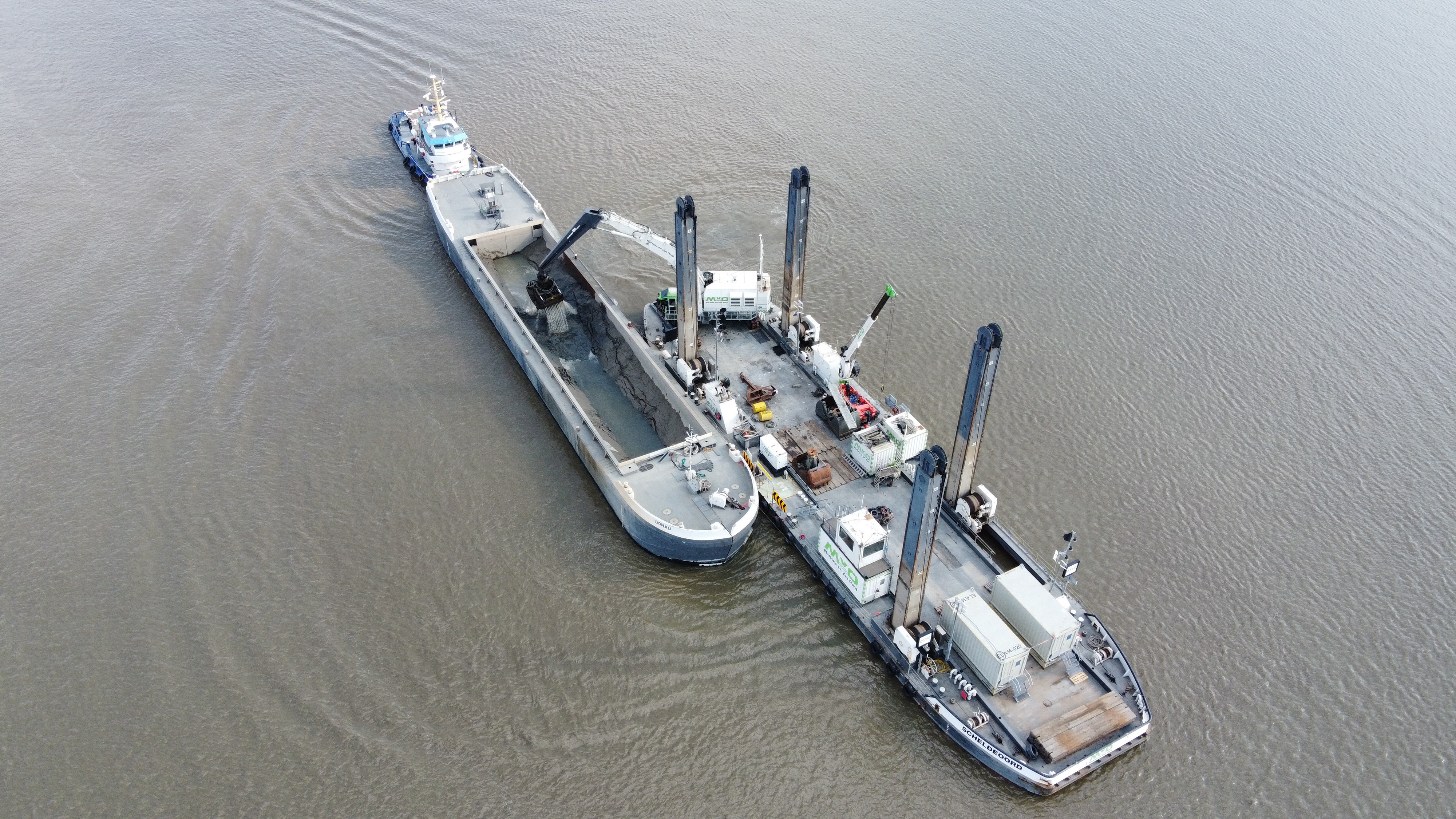 Barge with containers