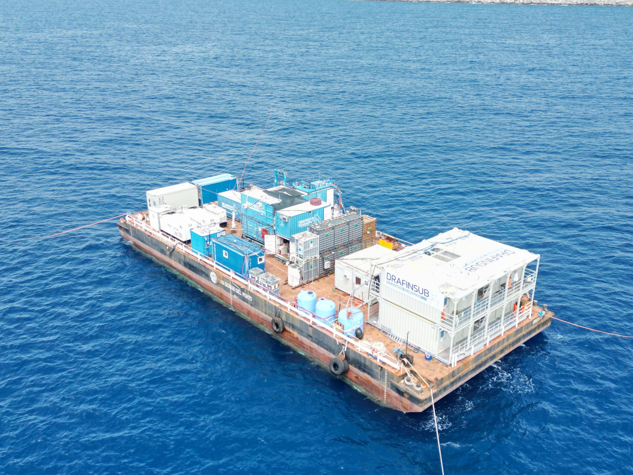 Containers installed on Barge