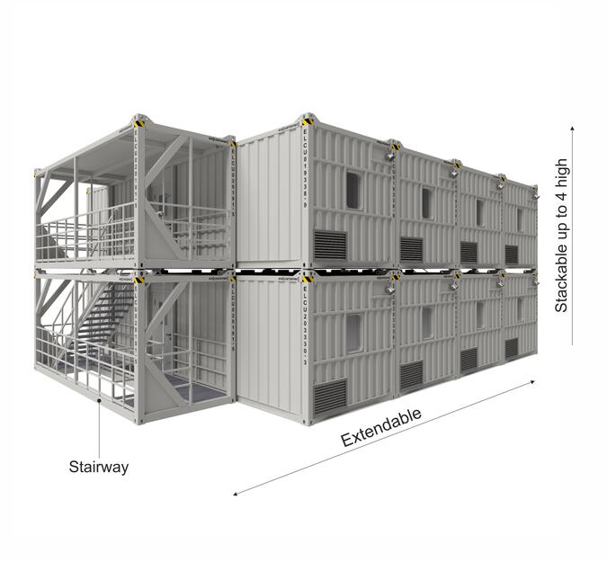 Erweiterbares und stapelbares Containersystem 33ft