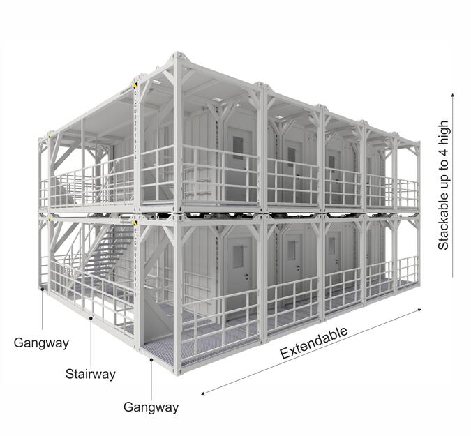 Erweiterbares und stapelbares Containersystem 20ft